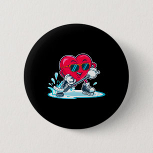 Herz Hockey-Shirt Valentinstag Jungen Männer Kinde Button