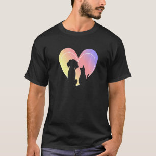 Herz Hund Und Katze Silhouette Süße Herztiere  1 T-Shirt