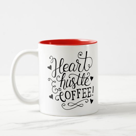 Herz-Hustle-Kaffee Zweifarbige Tasse (Links)