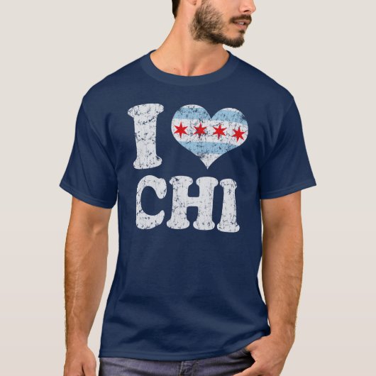 Herz I Chicago-Flagge CHI T-Shirt (Vorderseite)