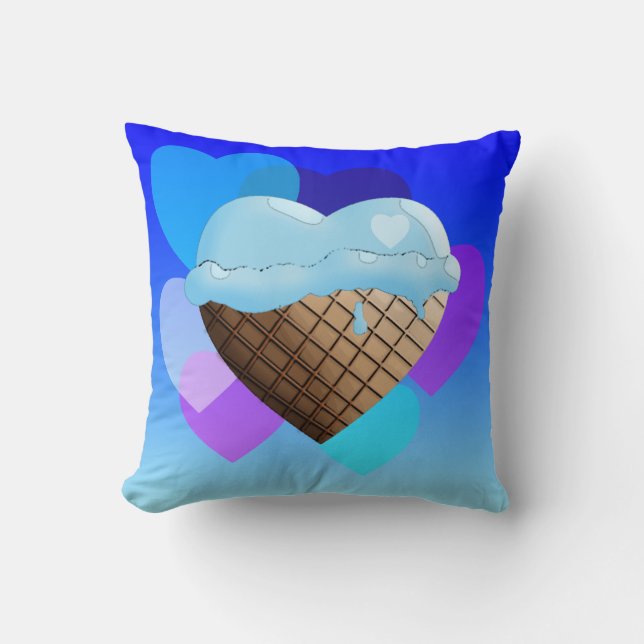 (Herz-) I Eiscreme! Blau Kissen (Vorderseite)