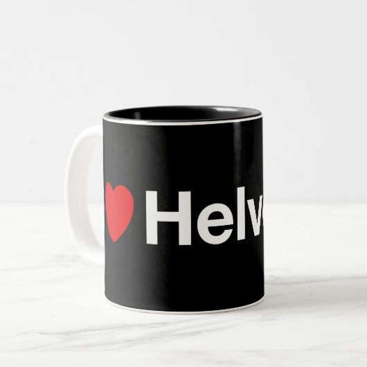 Herz I Helvetica Zweifarbige Tasse (Vorderseite Links)