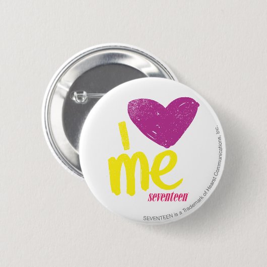 Herz I ich lila/Gelb Button (Vorne & Hinten)