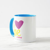 Herz I ich lila/Gelb Tasse (Vorderseite Links)