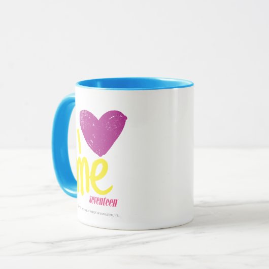 Herz I ich lila/Gelb Tasse (Vorderseite Links)