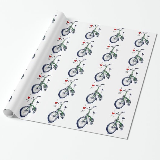 Herz I mein Brompton (Grün) Geschenkpapier (Ungerollt)