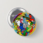 Herz I plappert niedlichen Cartoon nach Button (Vorne & Hinten)