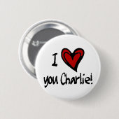 Herz I Sie Charlie Button (Vorne & Hinten)