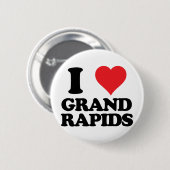 Herz I und Liebe Grand Rapids, Michigan Button (Vorne & Hinten)