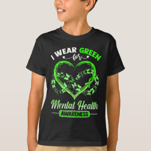 Herz Ich trage Grün für Mental Health Awareness Mo T-Shirt