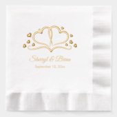 Herz im Blut, Individuelle Name und Date Wedding Servietten Mit Folie (Vorderseite)