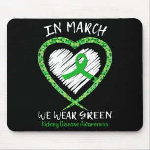 Herz im März trägt grünes Nierenkrankheit-Bewussts Mousepad