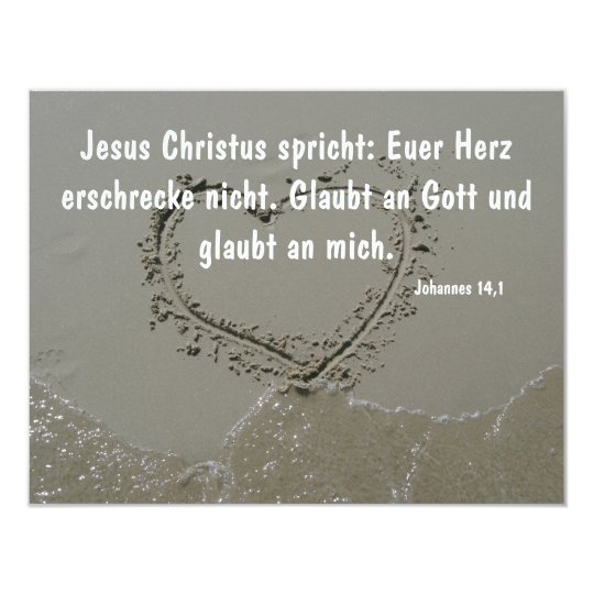 Herz im Sand 10,8 X 14 Cm Einladungskarte