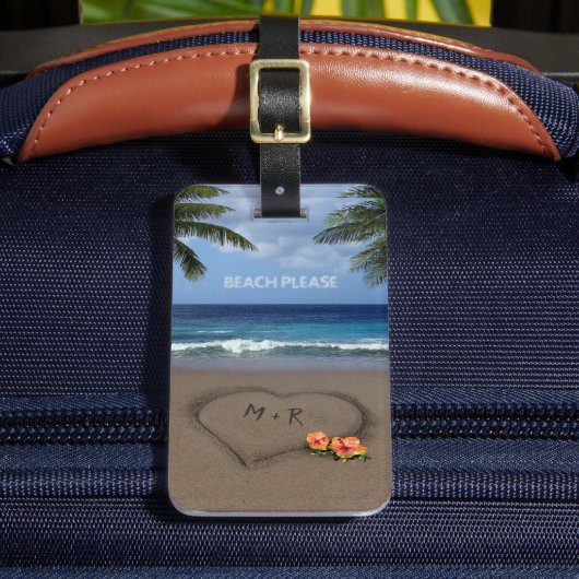 Herz im Sand (anpassbar) Gepäckanhänger (Vorderseite Insitu 2)