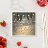 Herz im Sand Beach Shore Palm Tree Hochzeit Serviette (Beispiel)