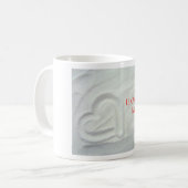 Herz im Sand Kaffeetasse (Vorderseite Links)