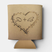 Herz im Sand mit Liebe Monogrammen Dosenkühler (Rückseite)