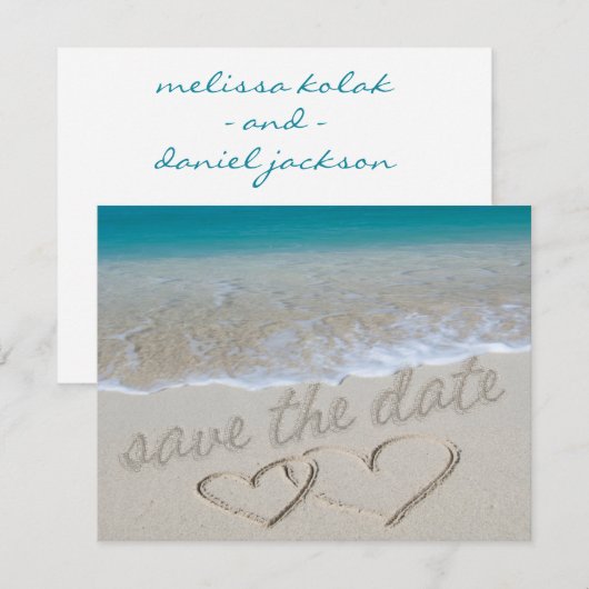 Herz im Sand "Save the Date" Save The Date (Vorne/Hinten)