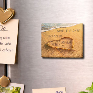 Herz im Sand Tropischer Strand Save the Date Magnet