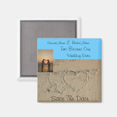 Herz im sandiromantischen Foto speichern den Datum Magnet (Vorderseite/Rückseite)