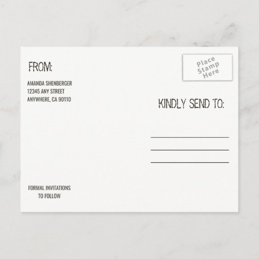 Herz im Sandstrand speichern Sie die Datumskarten Ankündigungspostkarte (Rückseite)