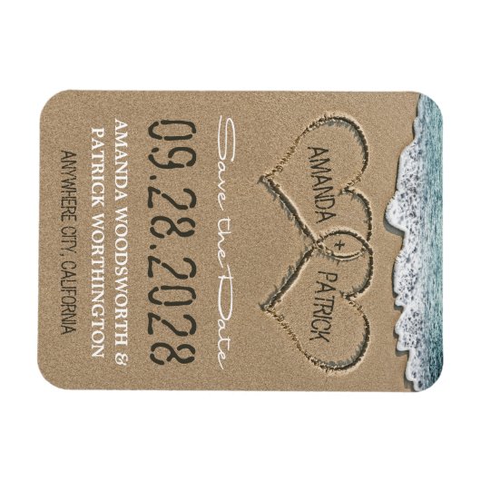 Herz im Sandstrand Speichern Sie die Datumsmagnete Magnet (Horizontal)