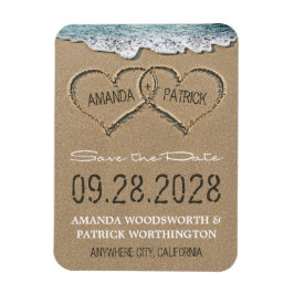 Herz im Sandstrand Speichern Sie die Datumsmagnete Magnet