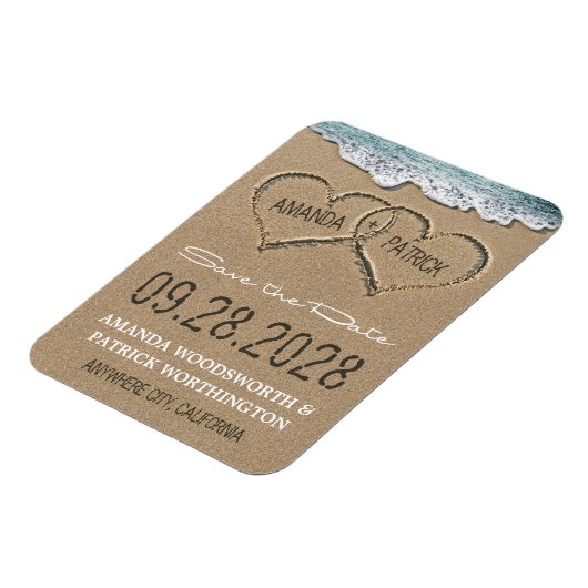 Herz im Sandstrand Speichern Sie die Datumsmagnete Magnet (Linke Seite)