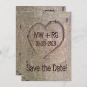 Herz in Baum gehauen, Save the Date (Vorne/Hinten)