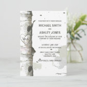 Herz in Bäume mit Initialen Hochzeitsaufenthalte Einladung (Stehend Vorderseite)