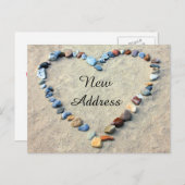 Herz in Beach Sand Neue Adresse Ankündigungspostkarte (Vorne/Hinten)