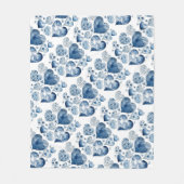 Herz in Delft Blue Fleecedecke (Vorderseite)