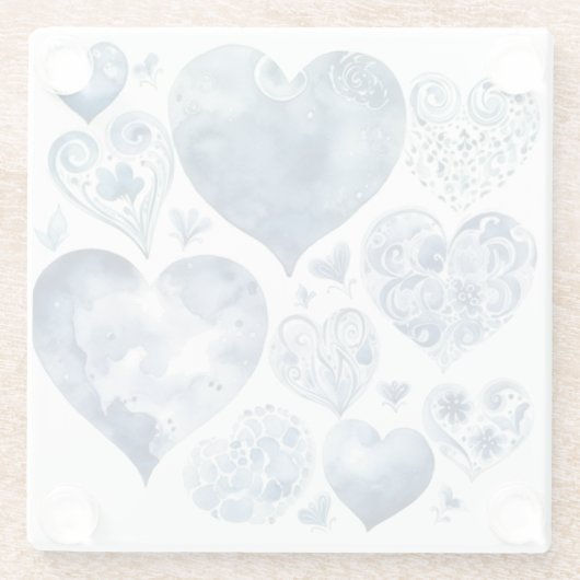 Herz in Delft Blue Glasuntersetzer (Rückseite)