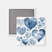 Herz in Delft Blue Magnet (Vorderseite/Rückseite)