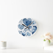 Herz in Delft Blue Runde Wanduhr (Zuhause)