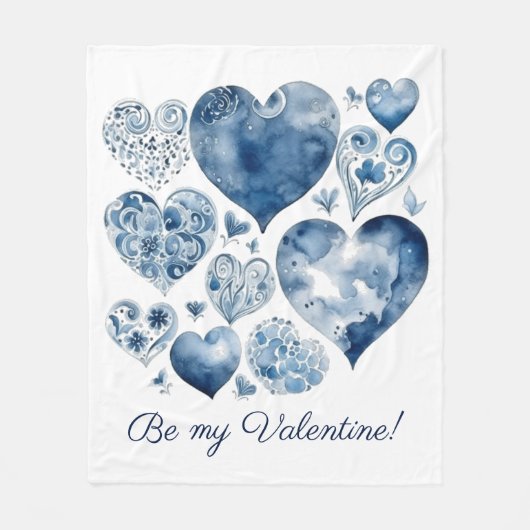 Herz in Delft Blue, Valentin Fleecedecke (Vorderseite)