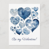 Herz in Delft Blue, Valentin Postkarte (Vorderseite)