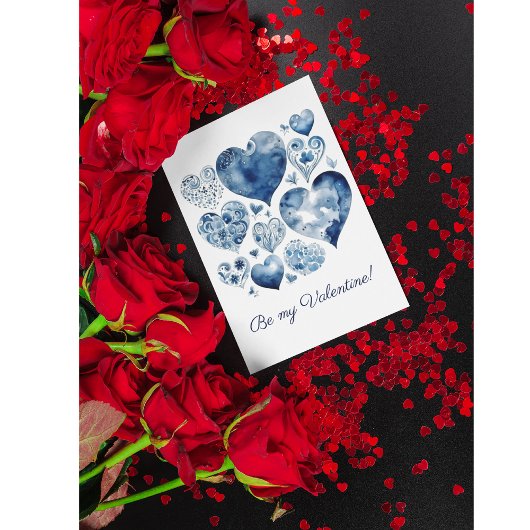 Herz in Delft Blue, Valentin Postkarte