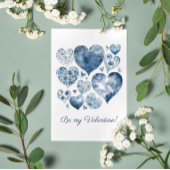 Herz in Delft Blue, valentine, anpassbar Postkarte