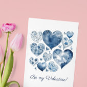 Herz in Delft Blue, valentine, anpassbar Postkarte