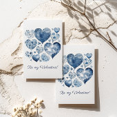 Herz in Delft Blue, valentine, anpassbar Postkarte