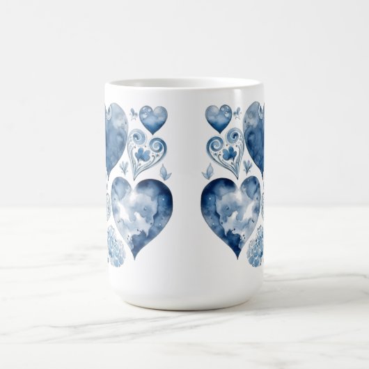Herz in Delft Blue Verwandlungstasse (Zentrum)