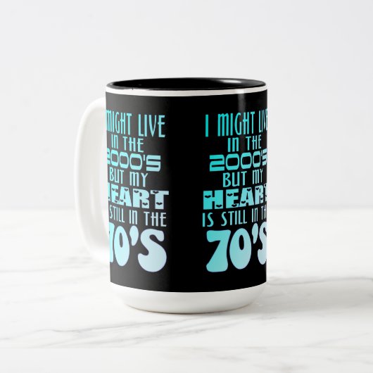 Herz in den 70er Jahren Zweifarbige Tasse (Vorderseite Links)