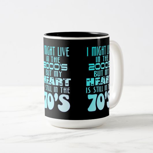 Herz in den 70er Jahren Zweifarbige Tasse (VorderseiteRechts)
