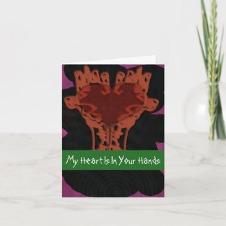 Herz in den Händen Hinweis Karte