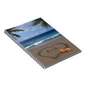 Herz in den Sand mit deinen Initialen Notizblock (Rechte Seite)