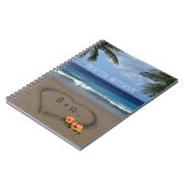 Herz in den Sand mit deinen Initialen Notizblock (Linke Seite)