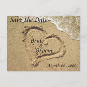 Herz in den Sand-Save the Date-Postkarten Ankündigungspostkarte