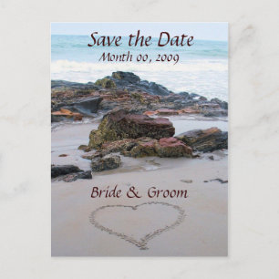 Herz in den Sand-Save the Date-Postkarten Ankündigungspostkarte