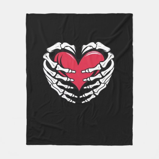 Herz in den Skeletthandschuhen Classic Fleecedecke (Vorderseite)
